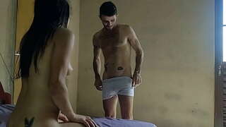 Novinha لالة Potira dando gostoso para Betosmoke e بزرگ Bambu